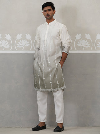 Silk Blend Mirror Work Kurta Pyjama Set