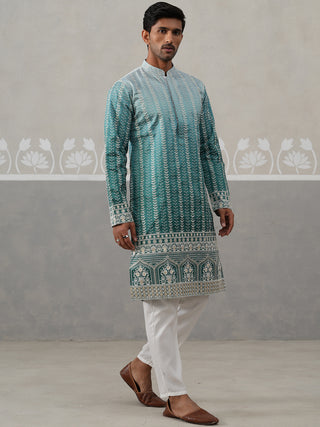 Silk Blend Kurta Pyjama Set