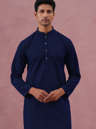 Traditional Cotton Blend Embroidered Kurta Pyjama
