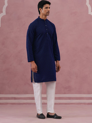 Traditional Cotton Blend Embroidered Kurta Pyjama