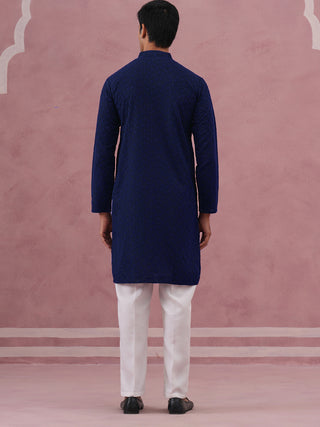 Traditional Cotton Blend Embroidered Kurta Pyjama