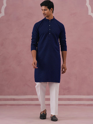 Traditional Cotton Blend Embroidered Kurta Pyjama