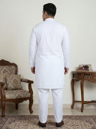 White Solid Kurta with Pyjama
