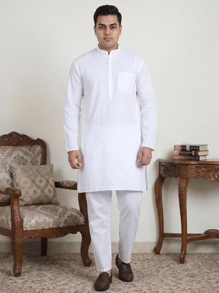 White Solid Kurta with Pyjama