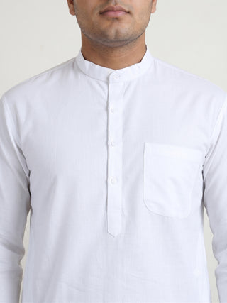 White Solid Kurta with Pyjama