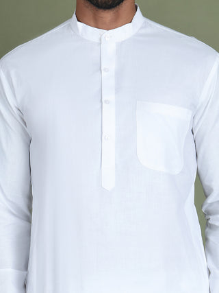 White Solid Kurta with Pyjama