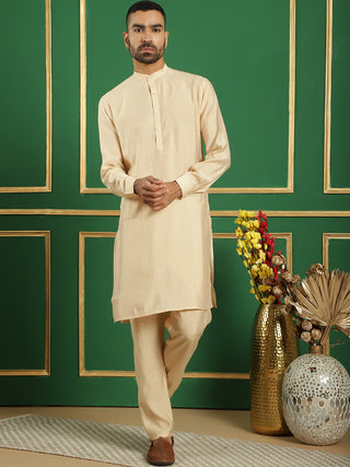 Solid Silk Blend Kurta with Churidar