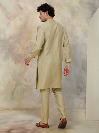 Solid Silk Blend Kurta with Churidar