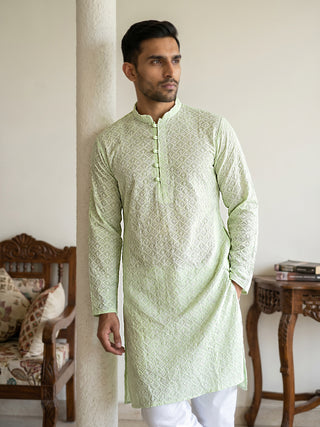 Floral Embroidered Kurta Pyjama Set for Men