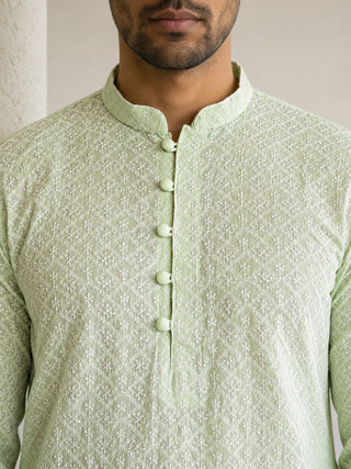 Floral Embroidered Kurta Pyjama Set for Men