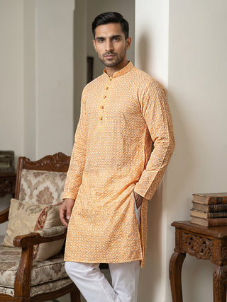 Floral Embroidered Kurta Pyjama Set for Men