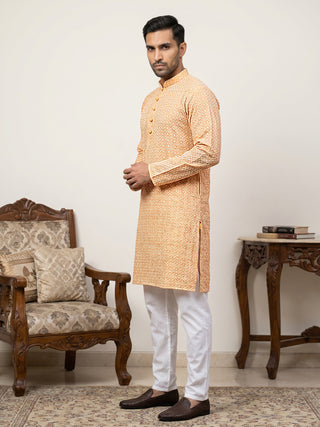 Floral Embroidered Kurta Pyjama Set for Men