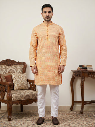 Floral Embroidered Kurta Pyjama Set for Men