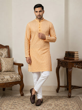 Floral Embroidered Kurta Pyjama Set for Men