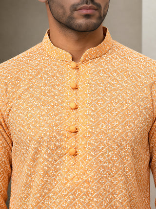 Floral Embroidered Kurta Pyjama Set for Men