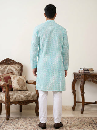 Floral Embroidered Kurta Pyjama Set for Men