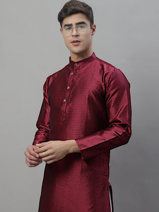 Jompers Men Purple & White Woven Design Kurta Only