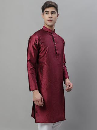 Jompers Men Purple & White Woven Design Kurta Only