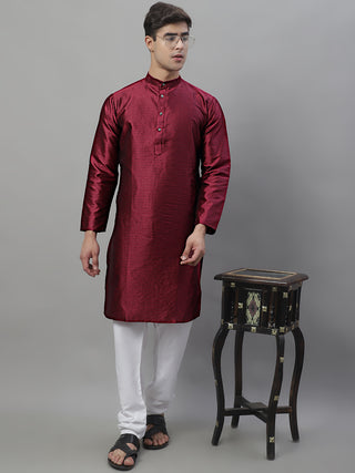 Jompers Men Purple & White Woven Design Kurta Only