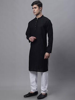 Jompers Men's Black Embroiderd Kurta Pajama