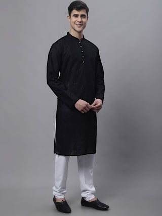 Jompers Men's Black Embroiderd Kurta Pajama