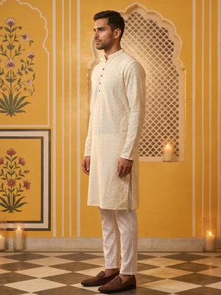 Embroidered Cotton Kurta with Churidar