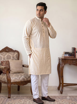 Embroidered Cotton Kurta with Churidar