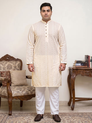 Embroidered Cotton Kurta with Churidar