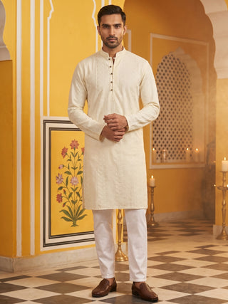 Embroidered Cotton Kurta with Churidar