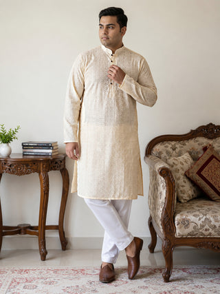 Embroidered Cotton Kurta with Churidar