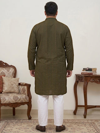 Embroidered Cotton Kurta with Churidar