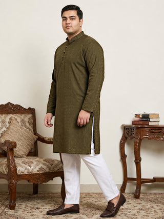 Embroidered Cotton Kurta with Churidar