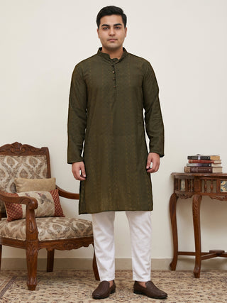 Embroidered Cotton Kurta with Churidar