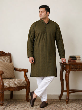 Embroidered Cotton Kurta with Churidar