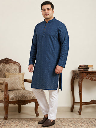 Embroidered Cotton Kurta with Churidar