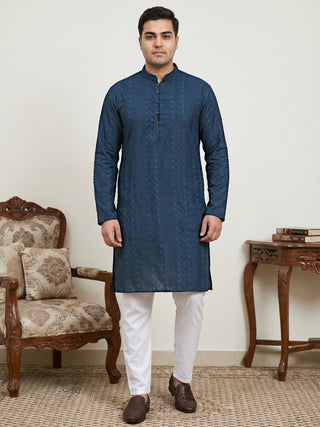 Embroidered Cotton Kurta with Churidar