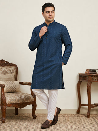 Embroidered Cotton Kurta with Churidar