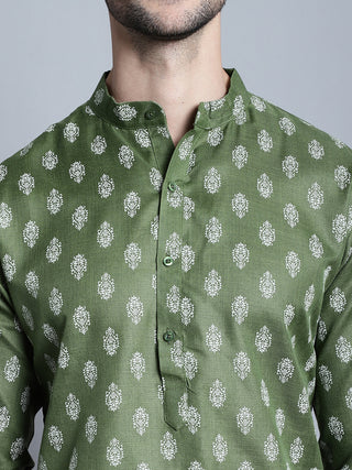 Men's Cotton Floral printed kurta Pyjama