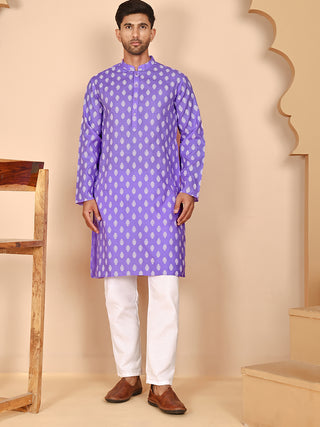 Floral Printed Kurta with Churidar for Men