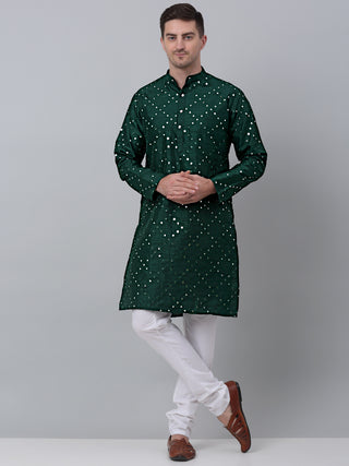 Green Mirror Work Kurta Pyjama