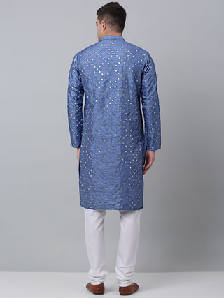 Grey Mirror Work Kurta Pyjama