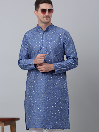 Grey Mirror Work Kurta Pyjama