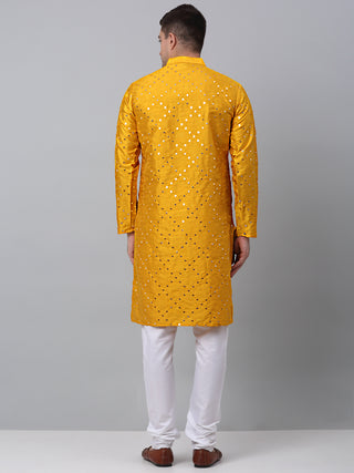 Mustard Mirror Work Kurta Pyjama