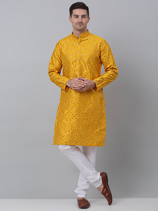 Mustard Mirror Work Kurta Pyjama