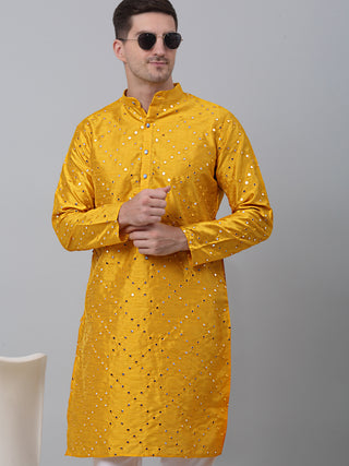 Mustard Mirror Work Kurta Pyjama