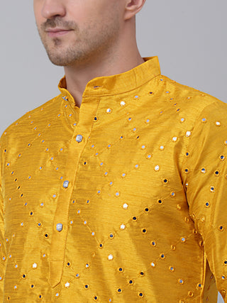 Mustard Mirror Work Kurta Pyjama