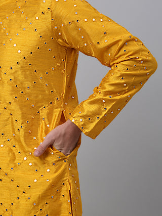 Mustard Mirror Work Kurta Pyjama