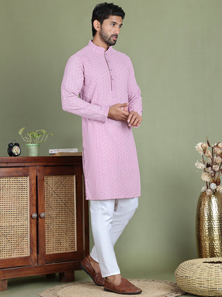 Embroidered & Sequins Cotton Kurta Pyjama