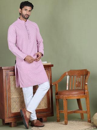 Embroidered & Sequins Cotton Kurta Pyjama