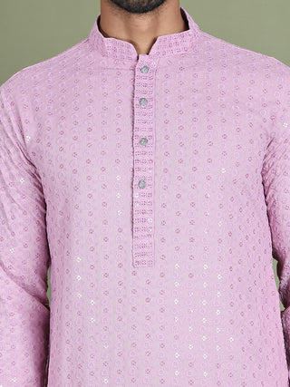 Embroidered & Sequins Cotton Kurta Pyjama